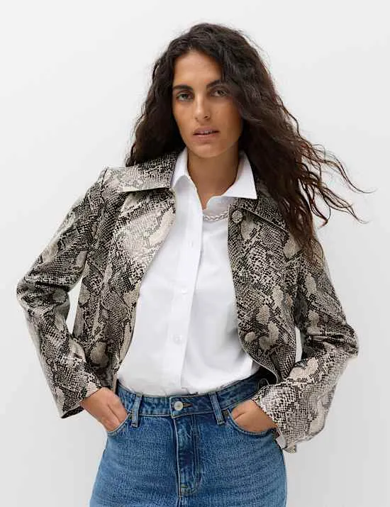 Snakeskin Print Clean Edge Short Jacket