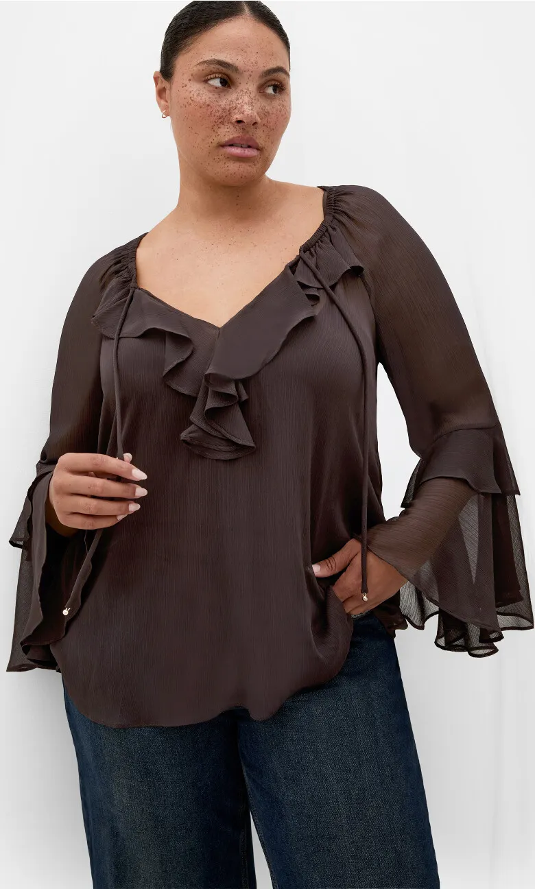 Glam Frill Top - espresso