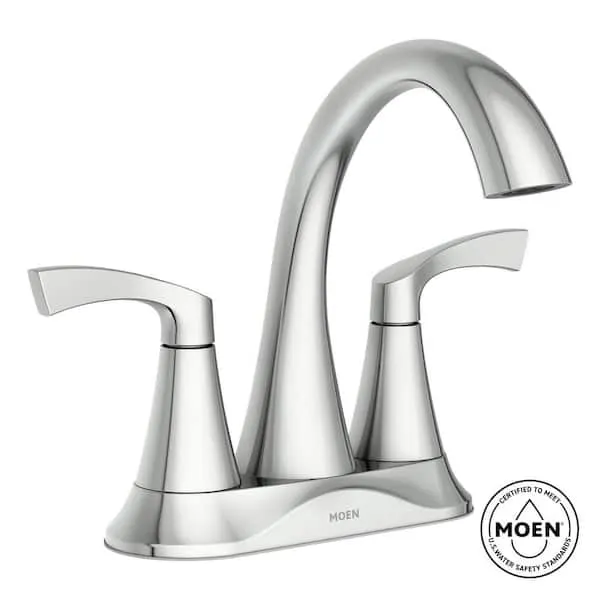 MOEN Korek 4 in.​ Centerset 2-​Handle Bathroom Faucet in Chrome