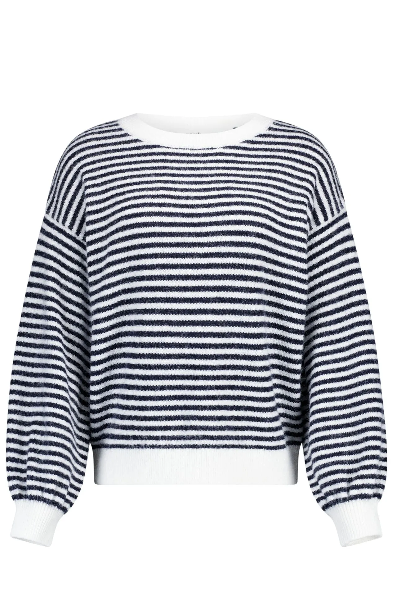 Donkerblauw/wit gestreepte trui