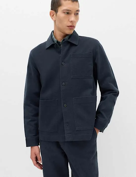 Normal geschnittenes Overshirt aus reiner Baumwolle