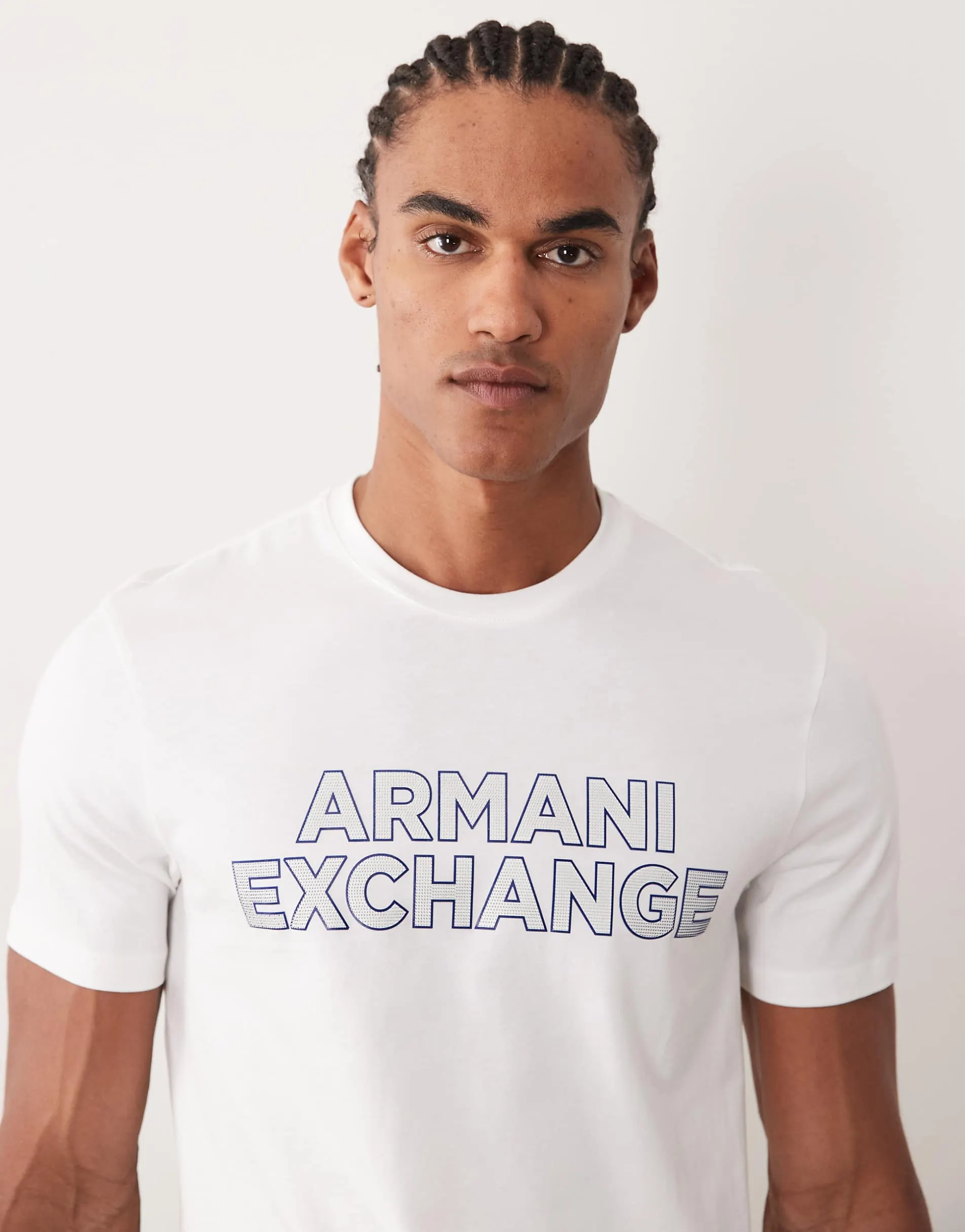 Armani Exchange chest logo t-shirt in off white