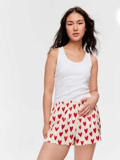 Just Married Heart Satin Mid Boxer Short