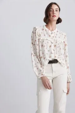 Blusa estampada volantes lace