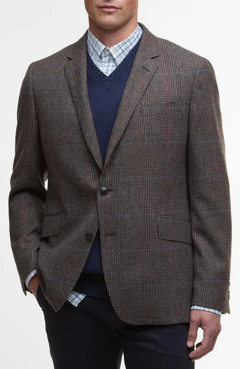 Maxfield Brown Country Check Wool Blend Sport Coat