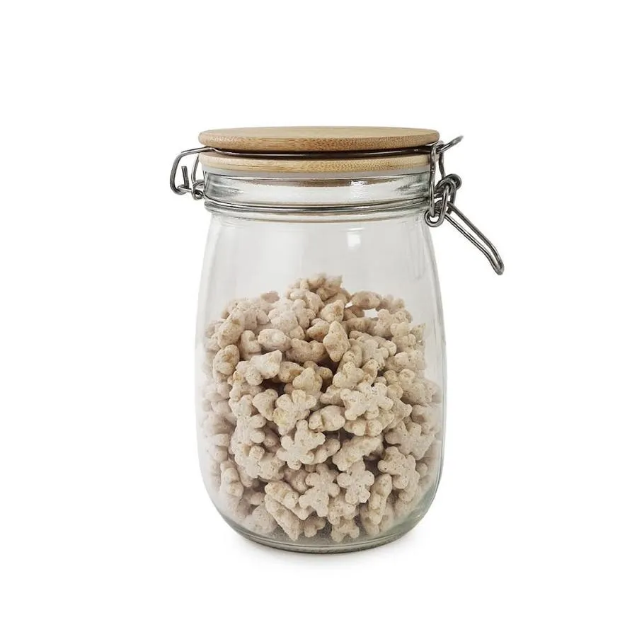 Frasco de Vidrio Otten SQ-R1000ML 1 lt Cierre Hermético Tapa Bambú