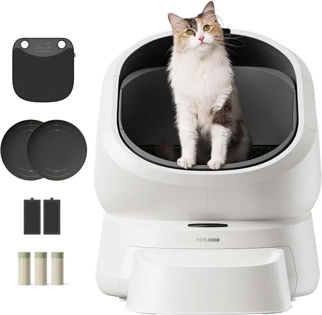 PETLIBRO Automatic Litter Box with Accessories Kit & AI-Camera Waste Analysis, Large Open Top Self Cleaning Litter Box with 24/7 Odor…