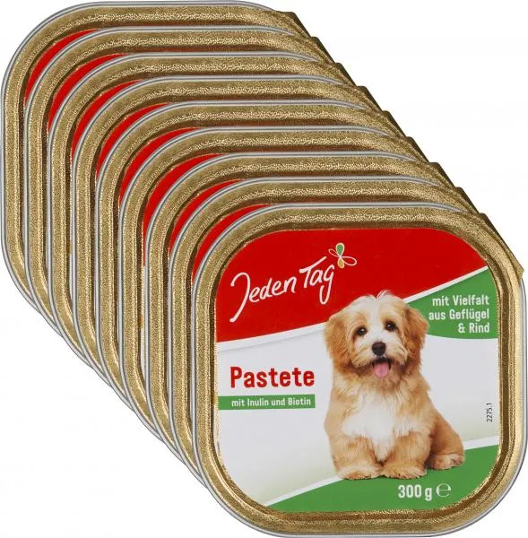 Jeden Tag Hund Pastete mit Vielfalt aus Geflügel & Rind 9 x 0,30 kg