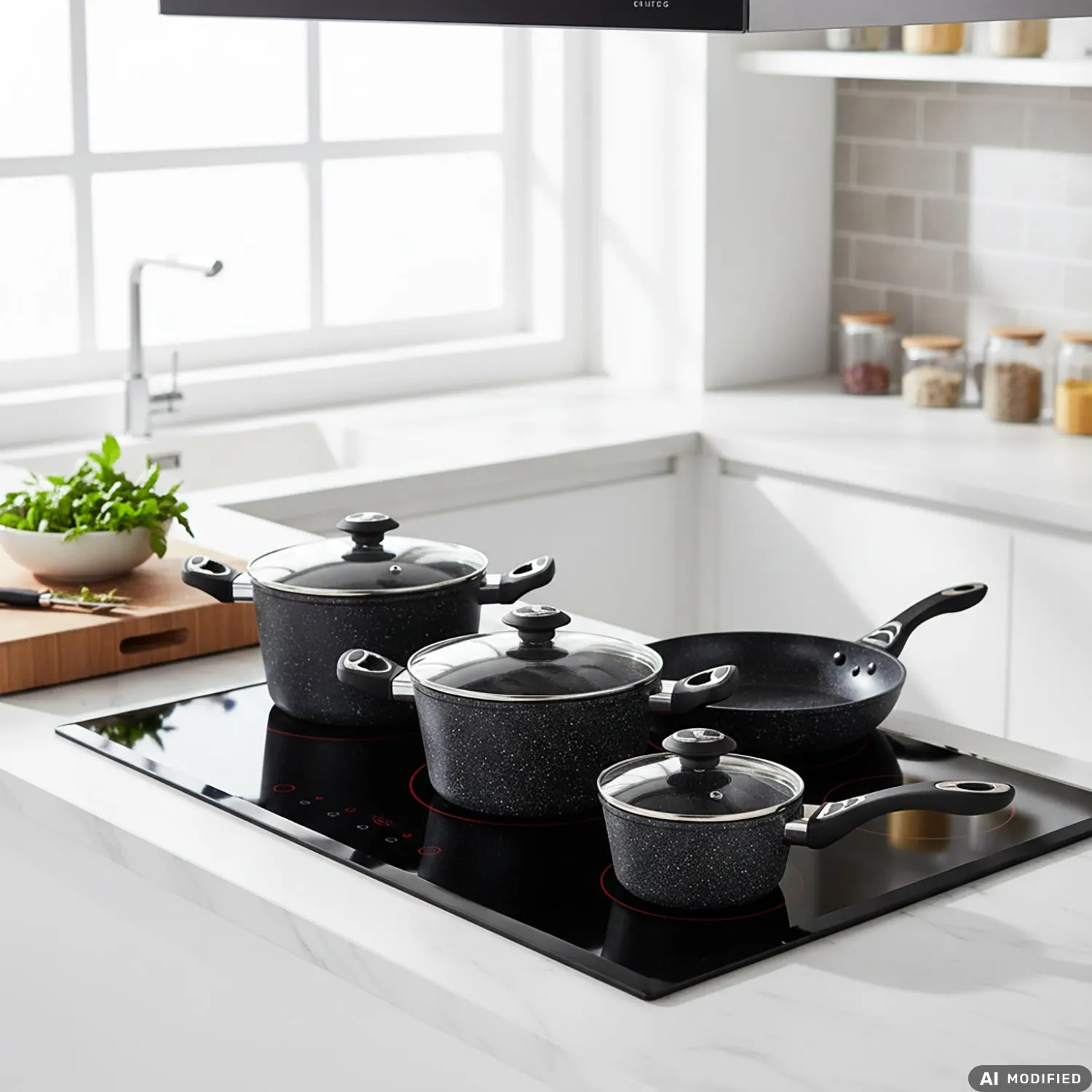Batteria di Pentole 10 pezzi Effetto Pietra in Alluminio Pressofuso CookStone