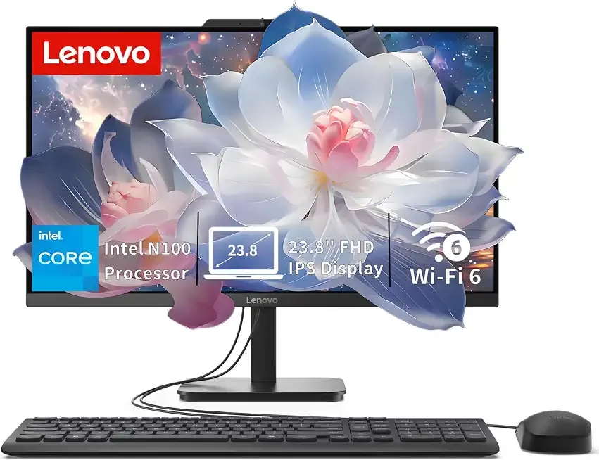 Lenovo IdeaCentre All-in-One Desktop Computer, 8GB RAM 512GB SSD | Intel 4-Core Processor, 24" FHD Anti-Glare IPS Display, Wi-Fi 6, Bluetooth 5.2, Windows 11, Everyday Use AIO