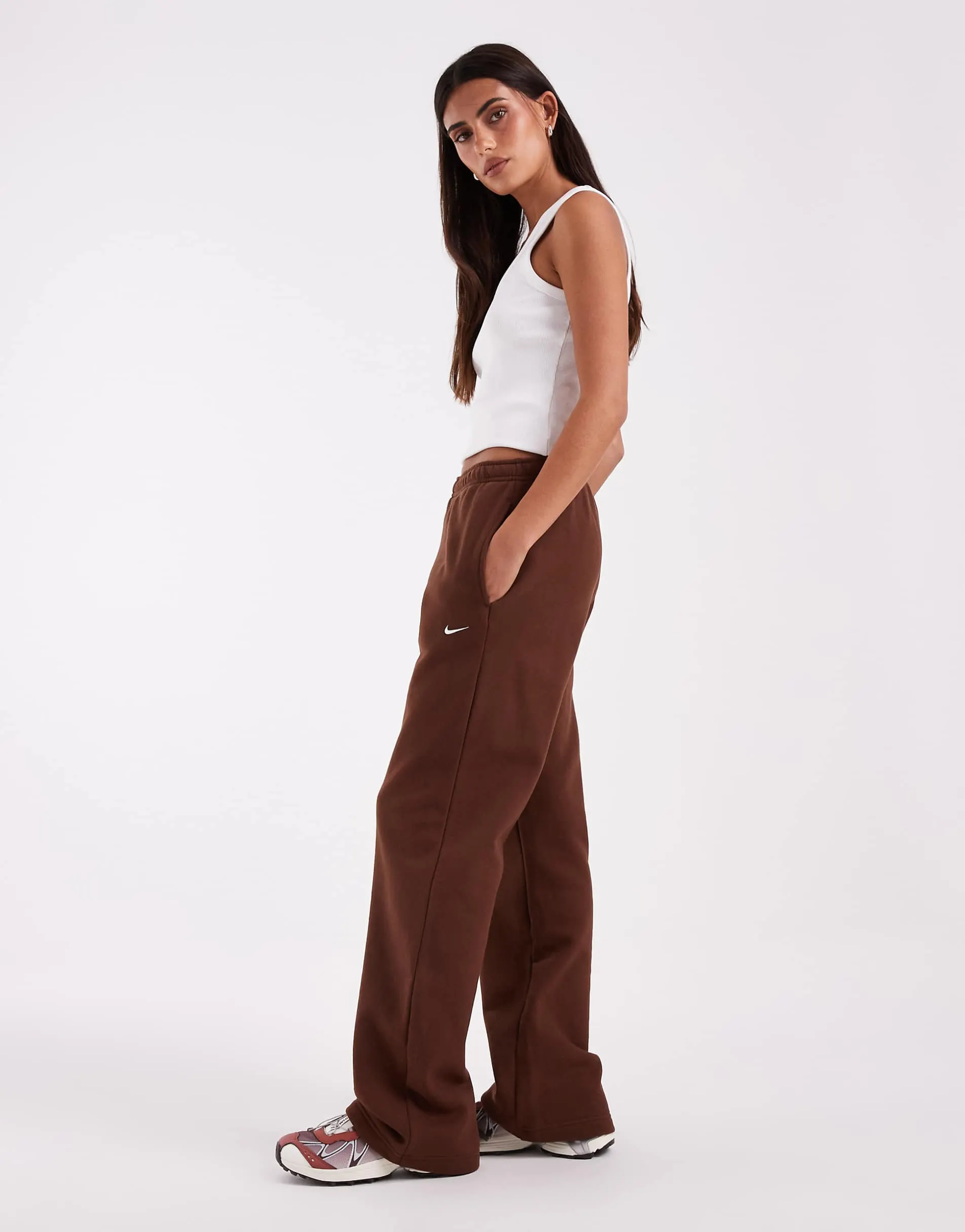 Nike Studio Fleece mid-weight oversized jogger in brown