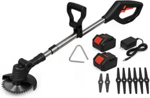 Decespugliatore Tagliabordi Elettrico a Batteria 12V/98VF – 18.000 RPM | 2 Batterie, Caricatore, Lama e Disco Metallico
