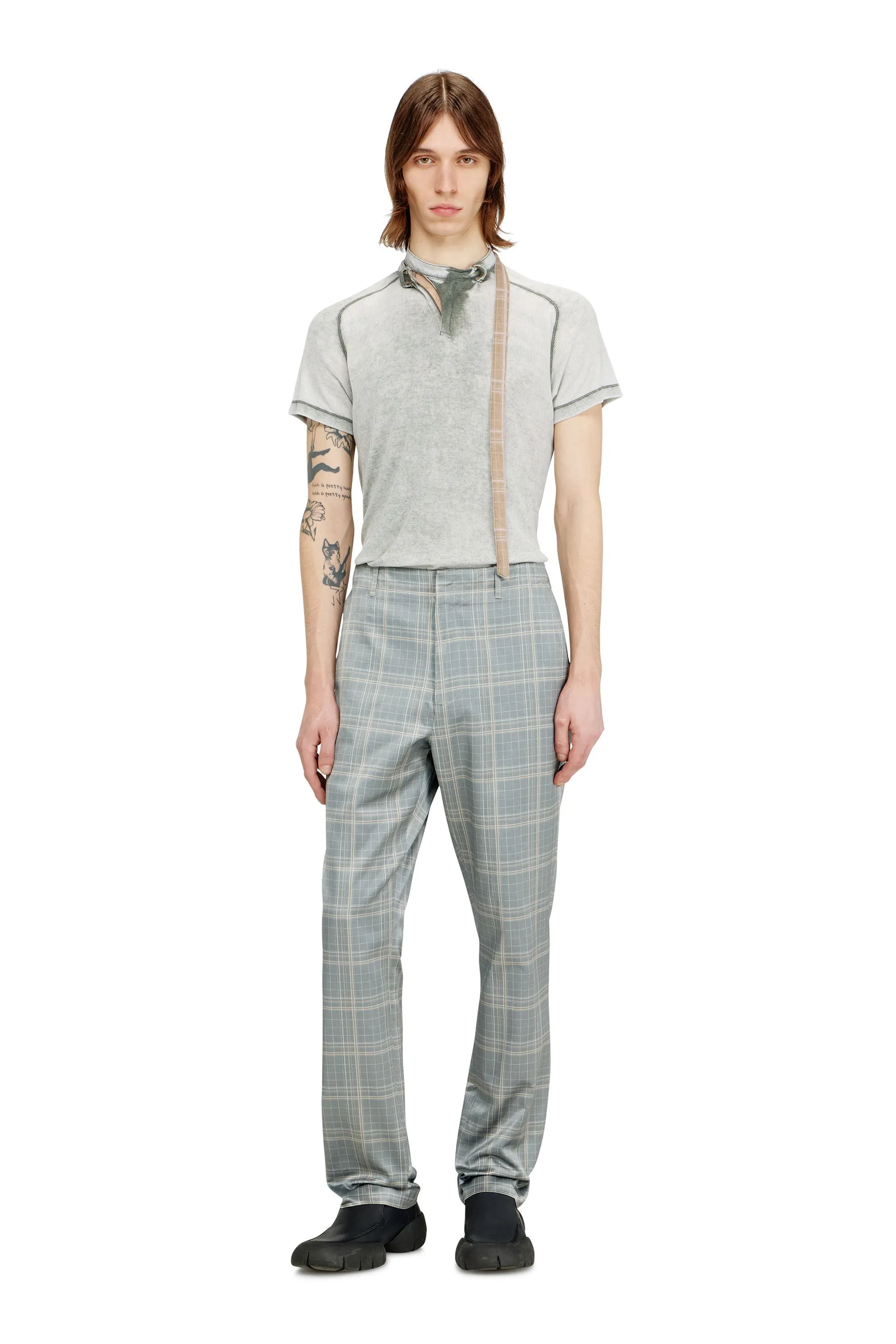 Rib-jersey top with biker neck strap