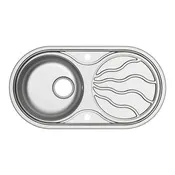 Evier inoxydable, rond 1 bac gris ALMODE ROUND - 85x45x15 cm - Cooke and Lewis