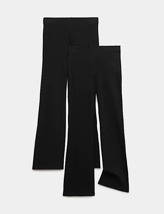 2er-Pack Leggings mit hohem Baumwollanteil und ausgestelltem Bein (6–16 J.)