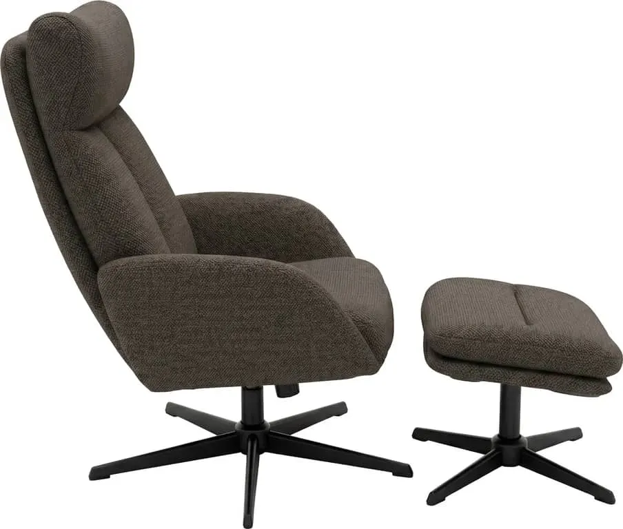 Amina hvilestol m/sving, vipp og pall Tekstil Mito 9792 Liver, svart metall understell