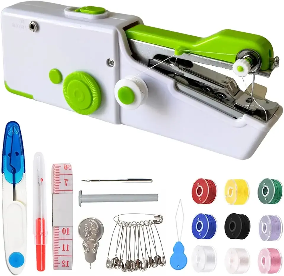Sewing Machine for Beginners, Handheld Sewing Machine for Fast Stitching, Mini Sewing Machine for Home Diy Travel Use (Green)