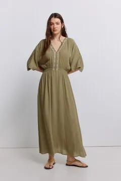 Vestido midi bordado abalorios