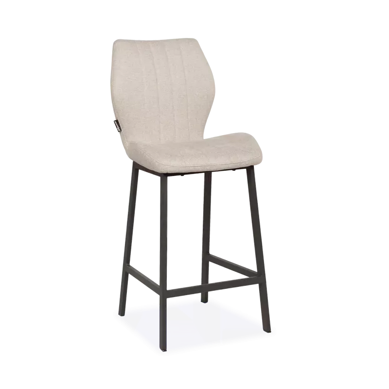 Barstoel Kenny - zithoogte 65 cm - stof Soho Beige - handgreep - poot zwart