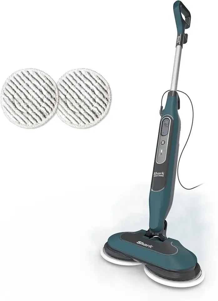Shark Steam & Scrub All-in-One Scrubbing and Sanitizing Hard Floor Steam Mop, 2 Steam Modes, 2 Dirt Grip Soft Scrub Pads Included, XL Removable Water Tank, Swivel Steering, Teal, S8002BRN