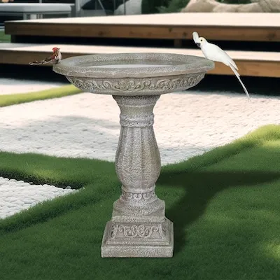 23.8-in H Classical Shaped Concrete Complete birdbath