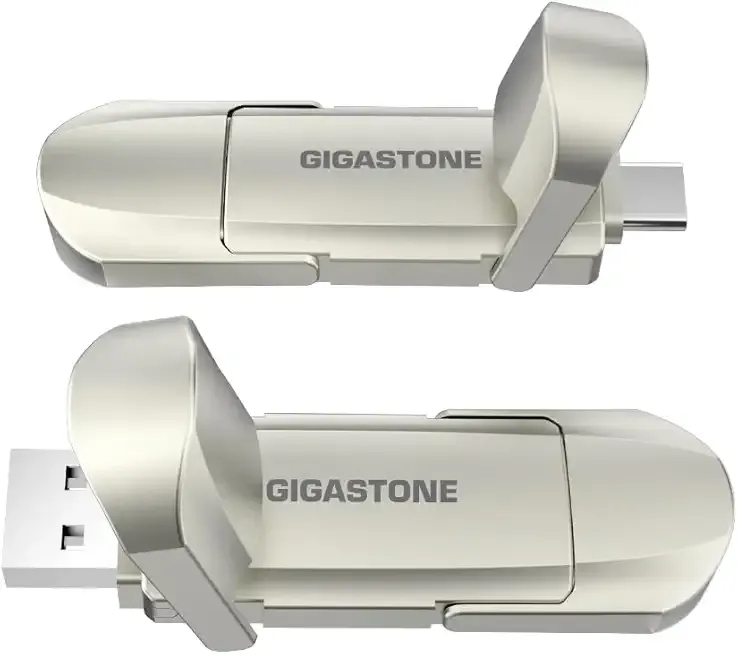 Gigastone FlipCap USB-C+A Portable SSD 1TB (2-Pack) USB 3.2 Gen 2 Up to 500MB/s for iPhone 4K ProRes Recording/PS5/MacBook/iPad/Android/Laptop/OTG USB 5-Year Warranty External Solid State Drive
