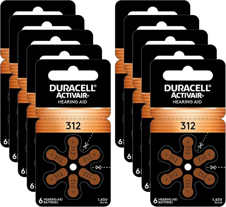 Duracell Hearing Aid Batteries Size 312, 60 Count (Pack of 1) batteries