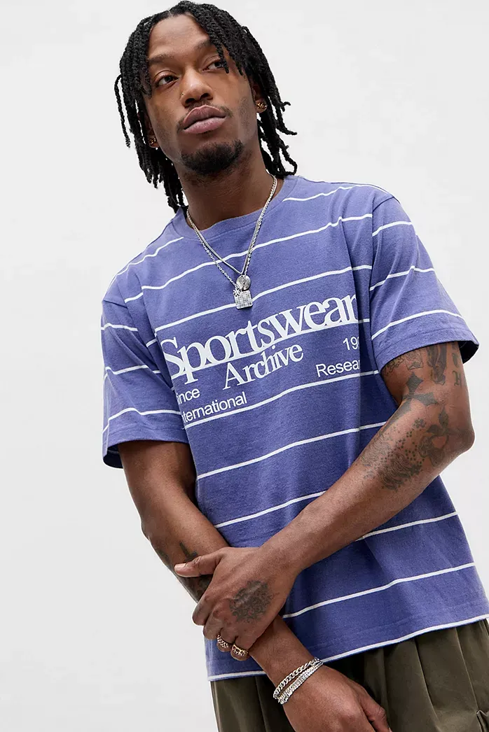 T-Shirt a Righe UO Blue Sportswear