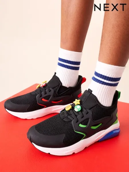 Black Mario Elastic Lace Trainers