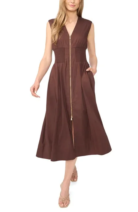 Halogen® Zip-Front Midi Dress