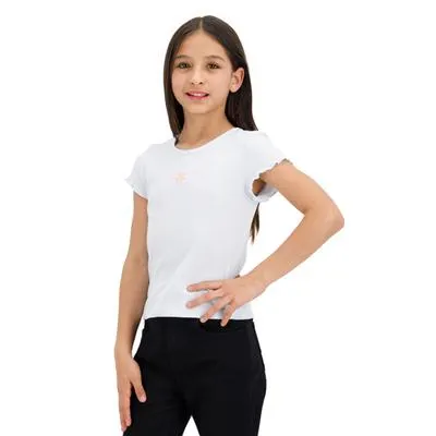 Playera Fantastic Niña Acanalada Flor Bordada En Pecho