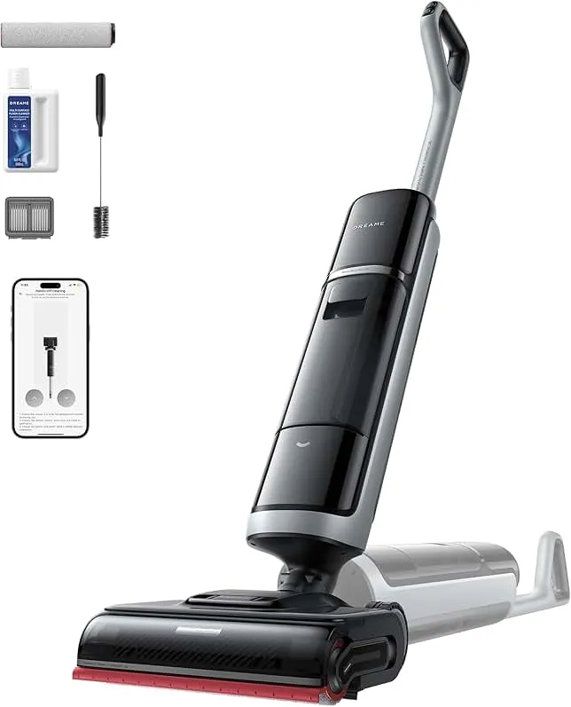 DREAME H15 Pro Heat Wet Dry Vacuum Cleaner, 185°F Hot Water Floor Cleaning, Cordless Vacuum Mop with GapFree AI Robotic Arm, 22KPa Suction, 0 Hair Tan…