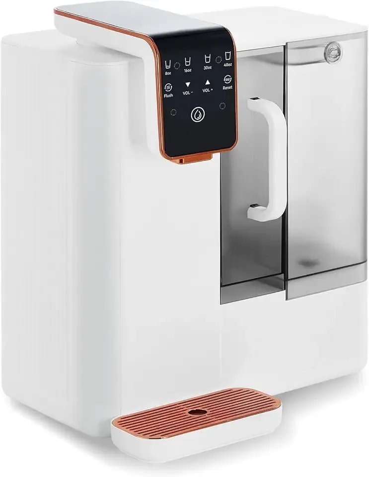 High-Efficiency Countertop Reverse Osmosis Water Filtration System—100 GPD, 5-Stage, 4:1 Pure to Drain, Dual Tank, NSF/58, TDS Display, Portable Pitcher, No-Install, 120V, White