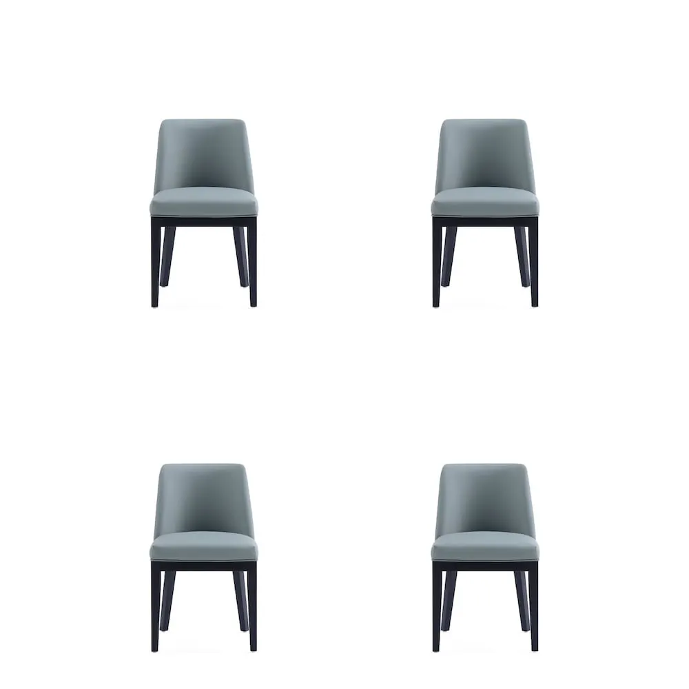 Manhattan Comfort Gansevoort Modern Faux Leather Dining Chair in Pewter (Set of 4)