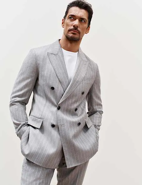 Tailored Fit Italian Wool Suit Jacket with Cashmere