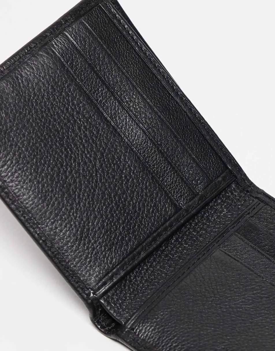 Polo Ralph Lauren embossed icon billfold pebble leather wallet in black