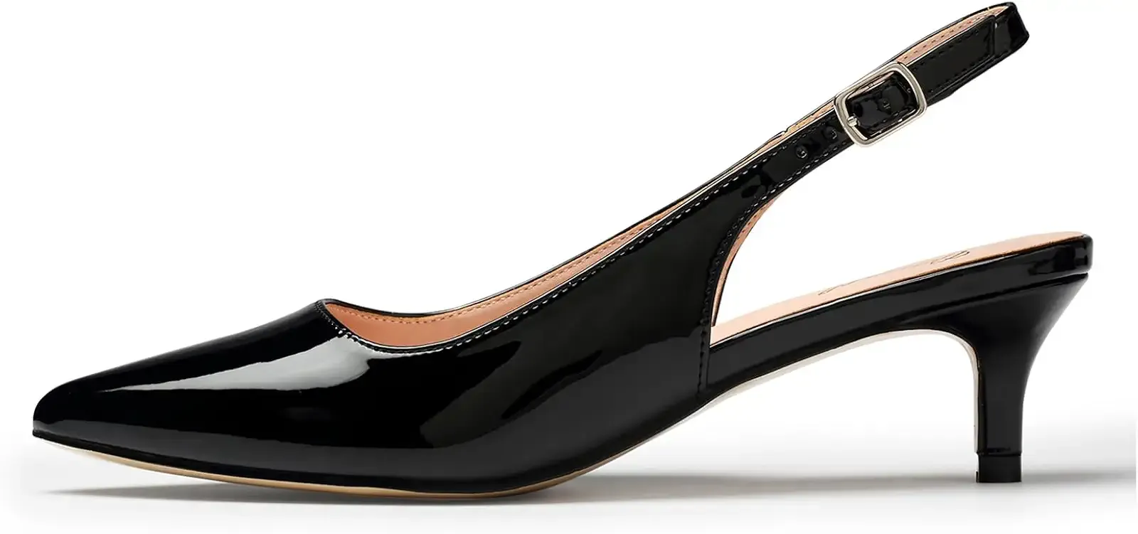 GENSHUO Low Kitten Heels Women's Slingback Dressy Pumps Pointed Closed Toe Ankle Strap Elegant Wedding Pumps Formal Comfortable Shoes