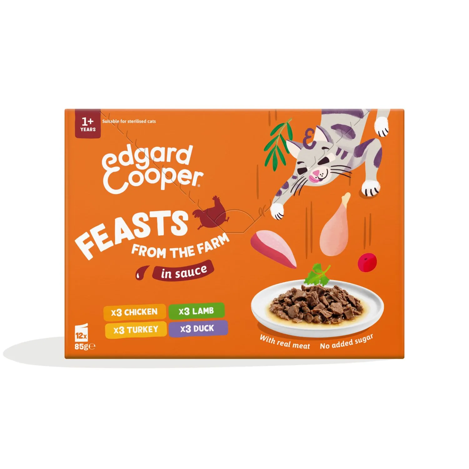 Edgard&Cooper Multipack Feasts from the Farm Selectie in saus - Natvoer - Gevogelte&Vlees 12x85 g