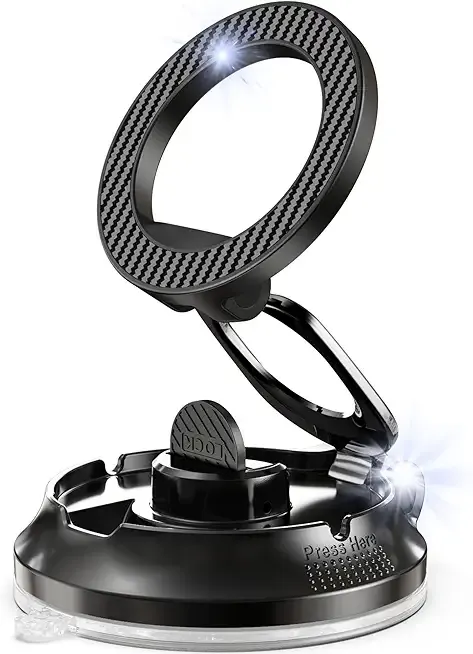 Magnetic Phone Holder for Car [90+LB Strongest Suction&3000gf Strongest Magnetic] 360° Adjustable Vacuum Phone Holders for Your Car, Magsafe Car Mount for iPhone (Black)