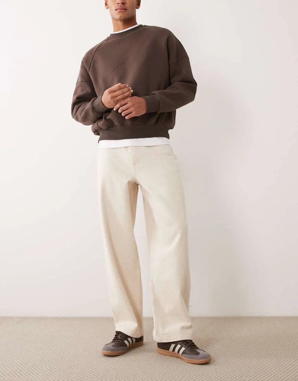 ASOS DESIGN loose straight textured jeans in ecru