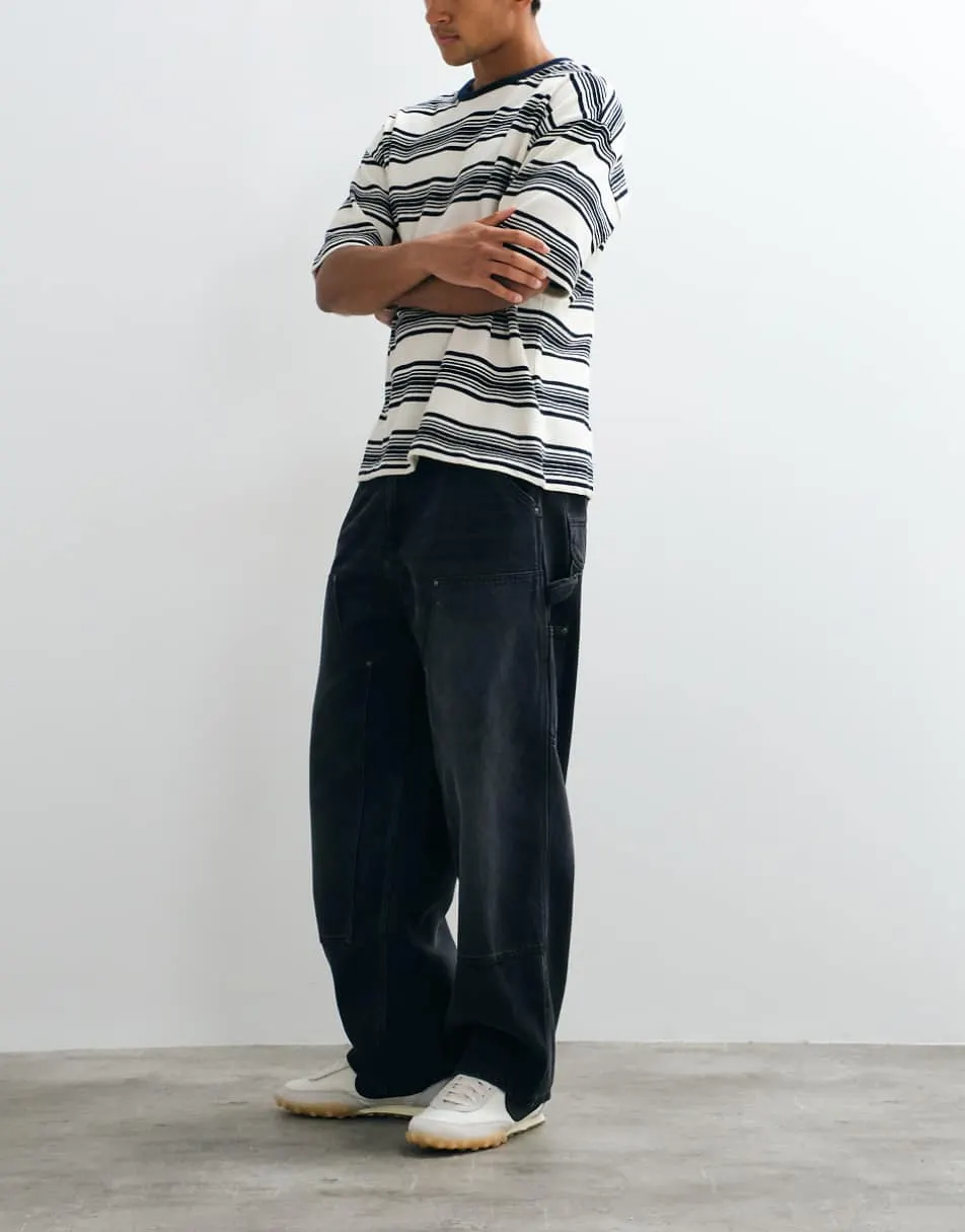 Carhartt WIP OG Double Knee loose fit jeans in washed black with abrasions
