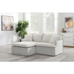 Brosa Cushy 3 Seater Sofa Bed with Ottoman (Cream)