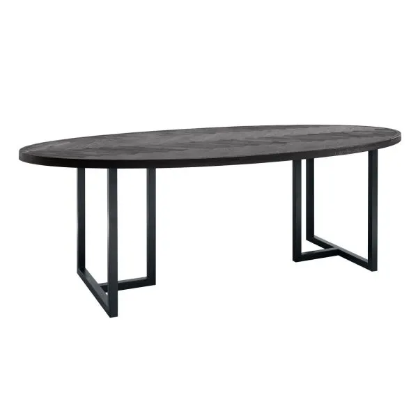 Ovale eettafel Vinito 230x110 eikenfineer zwart