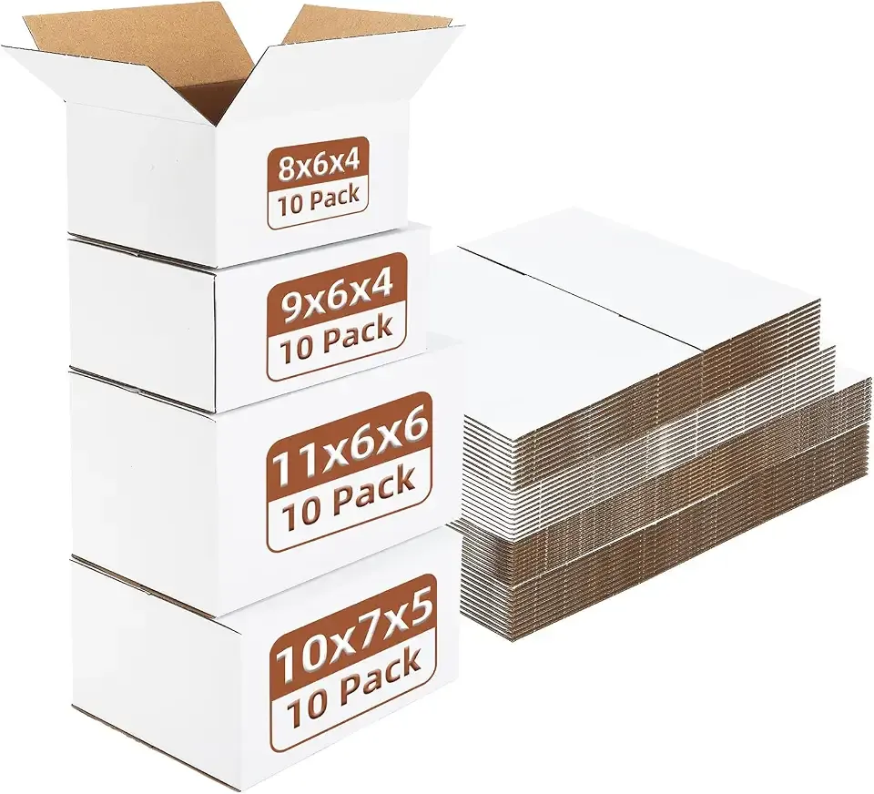 Hoikwo 40 Pack White Assorted Shipping Boxes, 11x6x6, 10x7x5, 9x6x4, 8x6x4