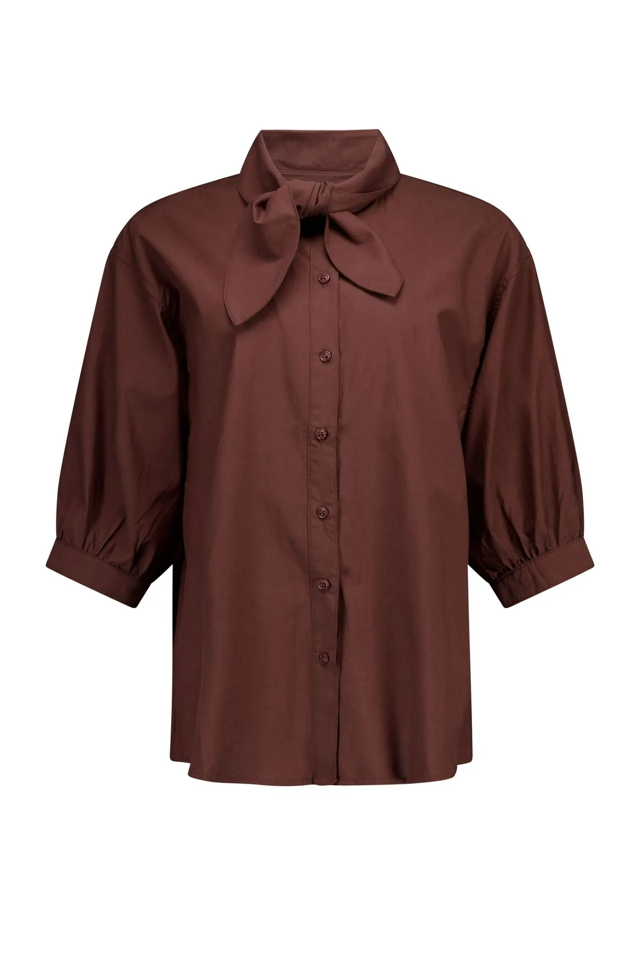 Bruine blouse met strikdetail