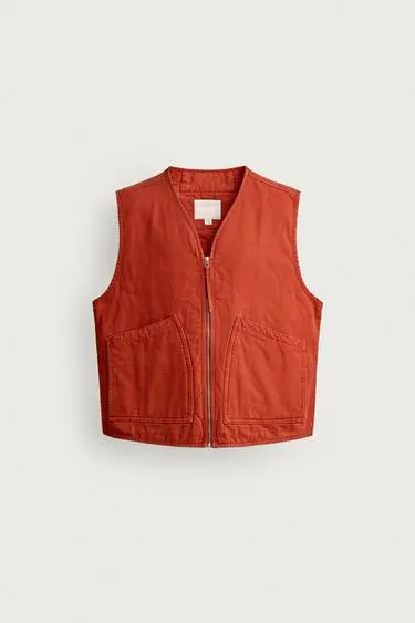 WASHED TOPSTITCHED WAISTCOAT