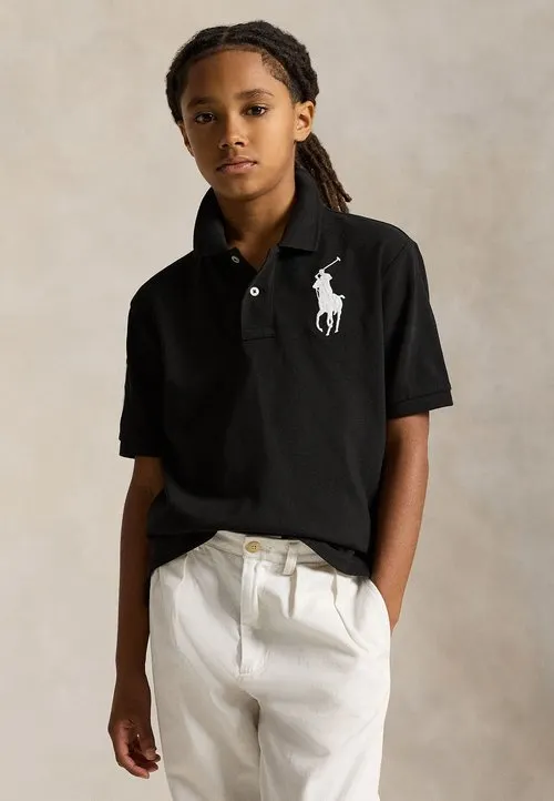 BIG PONY COTTON MESH POLO SHIRT 7-14Y - Poloskjorter - black/white