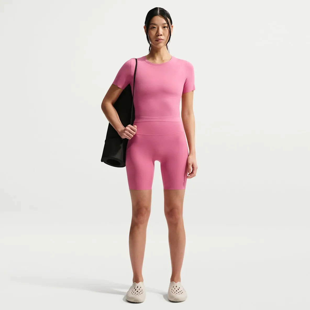 Sykkelshorts (20 cm) med høyt liv til dame