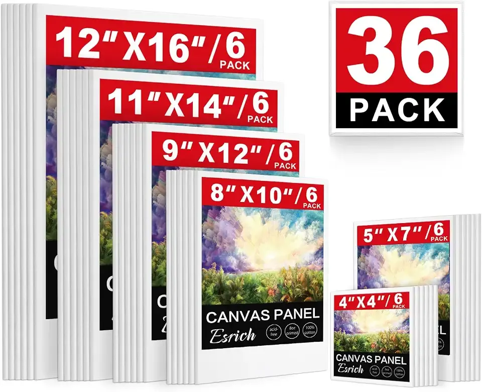 ESRICH 36 Pack Canvas Boards for Painting, Paint Canvas for Adults & Kids