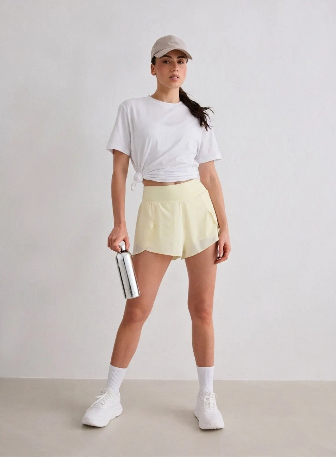 Lemon White Running Shorts